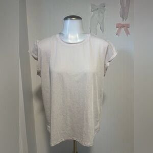 ZYIA Silk Pearl/Cream Elegant Women's Short Sleeve Top